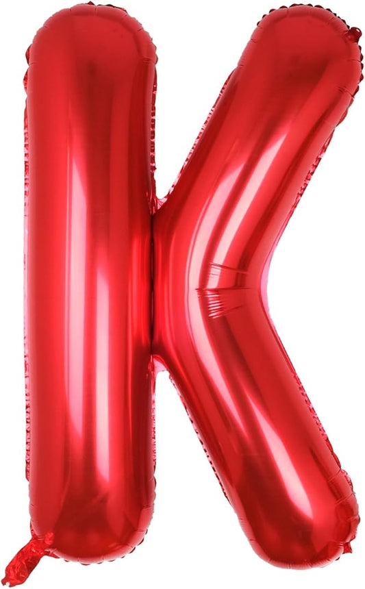 AULE red Letter Balloons K 40Inch Large Giant big Foil Mylar red K Balloon for Birthday Aniversary Party Decorations