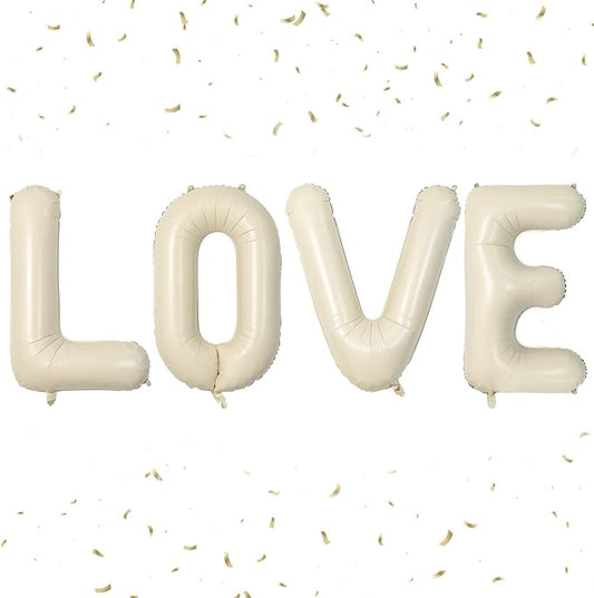 Biapian 40 Inch Love Letter Balloons, Cream Foil Balloons Big LOVE Balloons, 4 Pcs Giant Foil Aluminum Balloon Helium for Birthday, Baby Shower, Wedding, Valentines Day Marriage Party Decorations