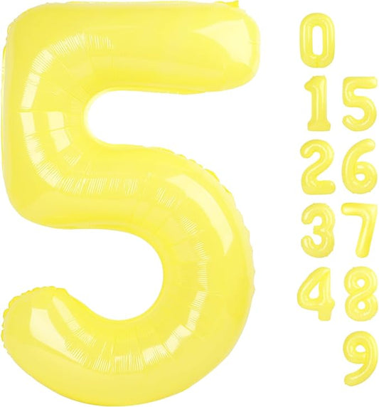 Balloon Numbers 40 Inch 5 Ballon for 5th Birthday Decorations, 15 25 35 50 Big Yellow Number Balloons for Wedding Photo Shoot Party Decor