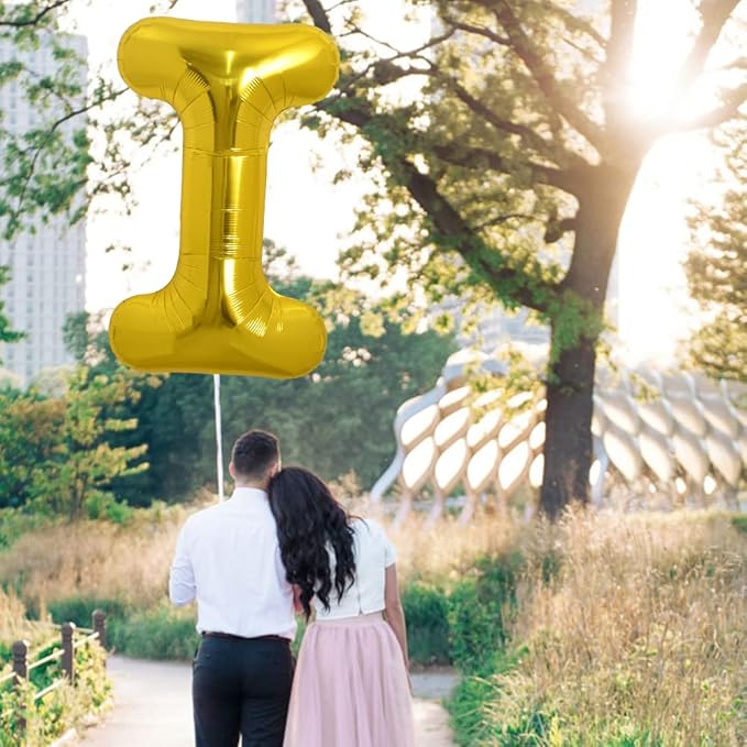 TONIFUL 40 Inch Large Gold Letter I Balloons - Helium Filled, Foil Mylar Big Balloons for 2026 New Year Eve Graduation Wedding Baby Shower Birthday Party & Anniversary Decorations