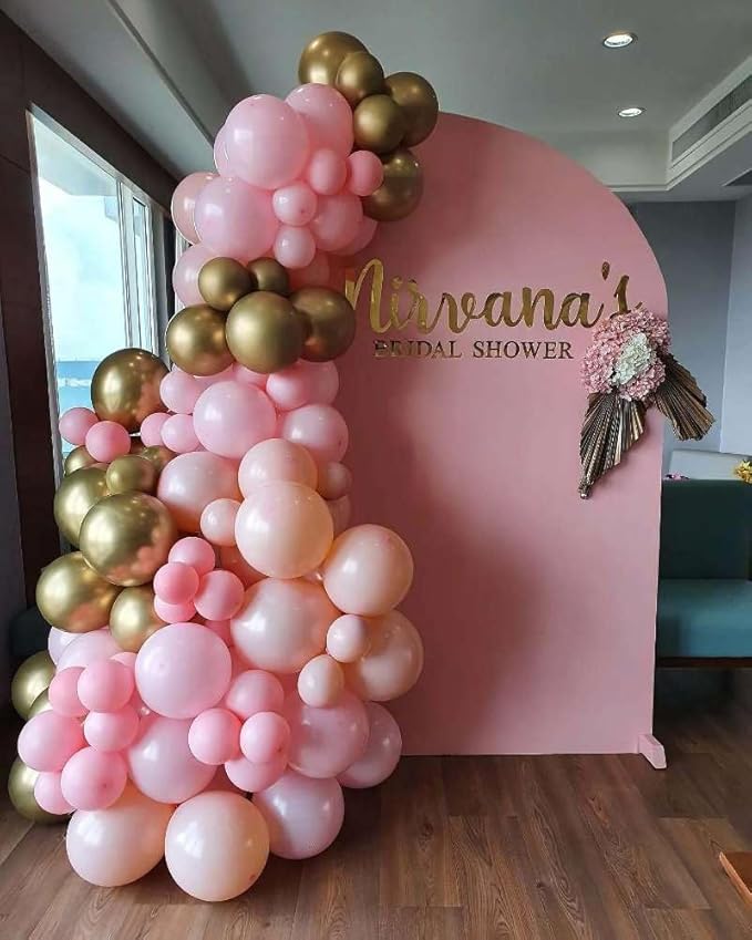 Pink and Gold Balloon Arch Kit, 154Pcs Baby Pink Metallic Gold Latex Balloon Garland kit, 18 12 10 5 Inch Different Size Balloons for Birthday Galentine's Day Valentine's Day Party Decorations