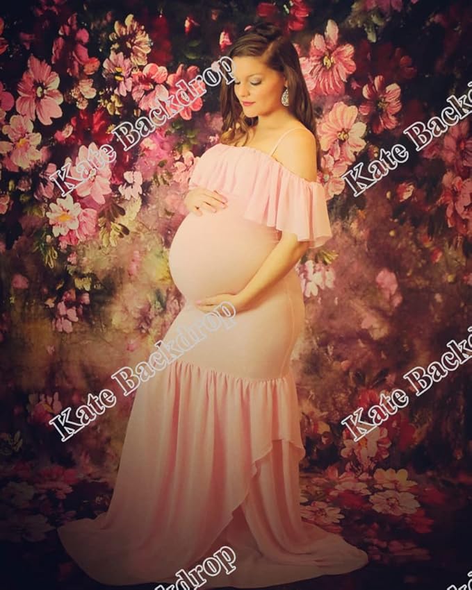 Kate 10x10ft Abstract Pink Flowers Backdrops for Photography Spring Watercolor Painting Floral Background Pregnant Woman Girls Princess Portrait Studio Backdrop