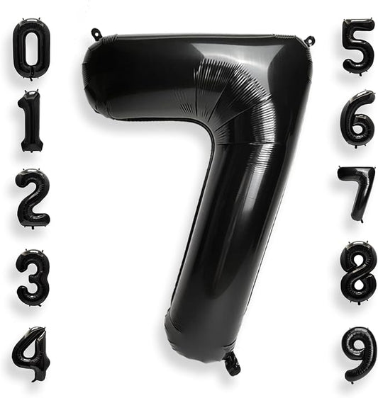AULE 40 Inch Big Black 7 Balloon Number Large Foil Helium Number Balloons 0-9 Jumbo Giant Happy 7th Birthday Party Decorations for Boy or Girl Huge Mylar Anniversary Party Supplies