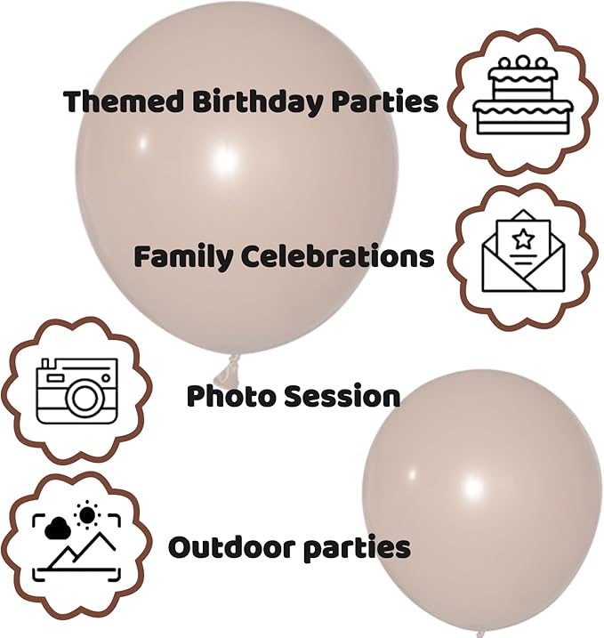 110pcs Brown Balloon 12 inch, Brown Latex Balloons for Birthday Party Baby Shower Wedding(with 2 Ribbons).