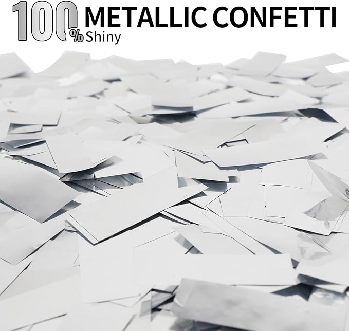 Silver Confetti Poppers Cannon, 6 Pack WERISE Party Mylar Silver Confetti Shooters for Wedding, Birthday, Graduation, New Year and Celebration 12 Inch