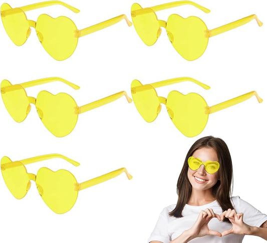 PLULON Heart Sunglasses for Women 5/12/25 Pcs, Heart Glasses Valentine Day Rimless Shaped Candy Color Fun Glasses Party Favor