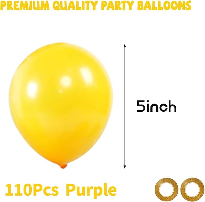 Yellow Balloons 110Pcs, 5 Inch Small Yellow Latex Party Balloons, Mini Thick Yellow Balloons for Birthday Wedding Baby Shower Decorations.