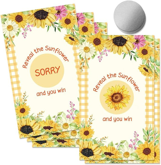 50 Pcs Sunflower Themed Scratch off Game Cards, Sunflowers Housewarming Party Scratch Cards for Rustic New Home New House, Lottery Group Games Activity Supplies, Housewarming Party Game Card