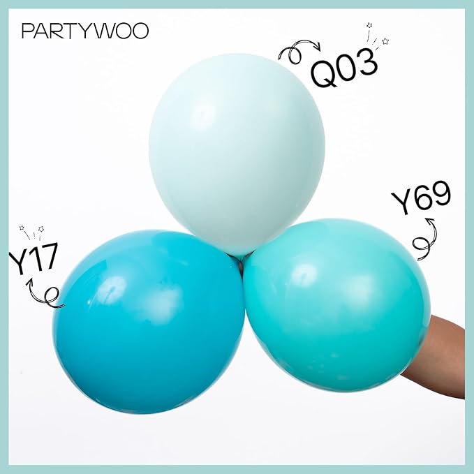 PartyWoo Teal Balloons 50 pcs 5 Inch Small Mini Pastel Teal Turquoise Peppermint Mint Balloons for Graduation Gender Reveal Baby Shower Wedding Anniversary Birthday Party Decorations Mint-Q03