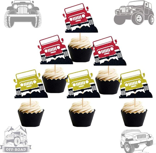 JeVenis 24 PCS Car Cake Decoration Truck Cupcake Toppers Car Vehicle Birthday Party Decoration Car Cake Topper for Boy Men