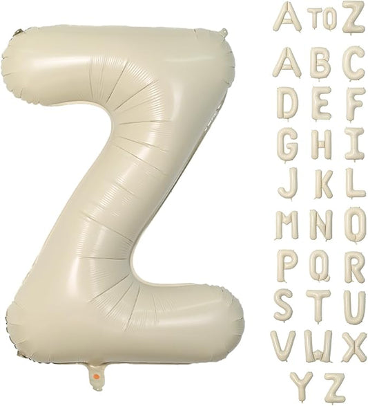 Biapian 40 Inch Letter Z Balloons, Giant Cream Z Foil Balloon, Big Single Alphabet A-Z Balloons, Beige Large Aluminum Z Balloons Helium for Birthday, Baby Shower, Wedding, Anniversary Party Decoration