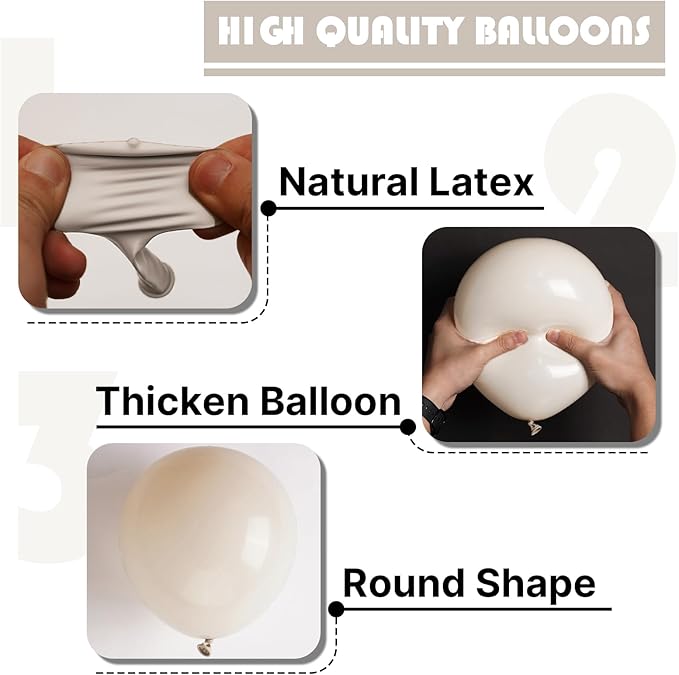 PartyWoo White Sand Balloons 155pcs Different Sizes of 18 12 10 5 Inch Off White Beige Cream Ivory Boho Neutral Balloon Arch Kit Garland for Wedding Baby Shower Birthday Party Decorations White-F12