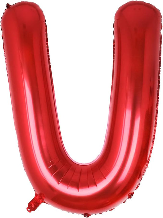 AULE red Letter Balloons U 40Inch Large Giant big Foil Mylar red U Balloon for Birthday Aniversary Party Decorations
