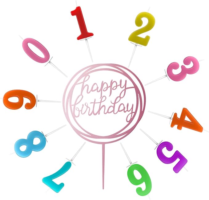 10-Piece Number Birthday Candles - Glitter Cake Toppers, Color Candles for Cake & Wedding Parties