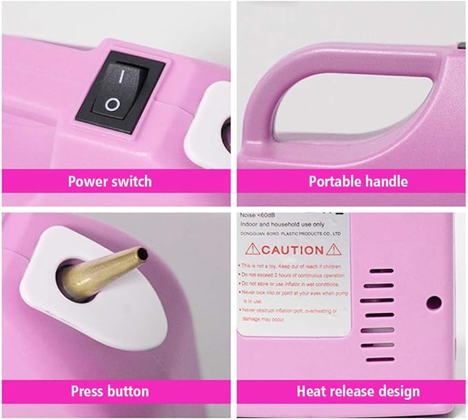 Portable Electric Balloon Inflator Pump Rechargeable Twisting Modeling Balloon Pump for Birthday/Party/Decoration (Pink)