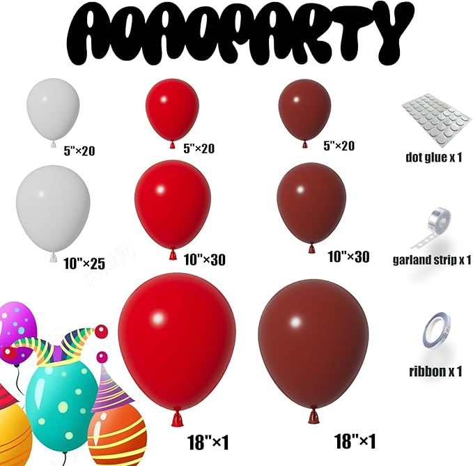 Red and White Balloons Garland Arch Kit Different Sizes Pack 150Pc 18Inch 10Inch 5Inch Latex Ruby Red White Balloon for Birthday Wedding Valentines Day Mothers Day Anniversary Decorations