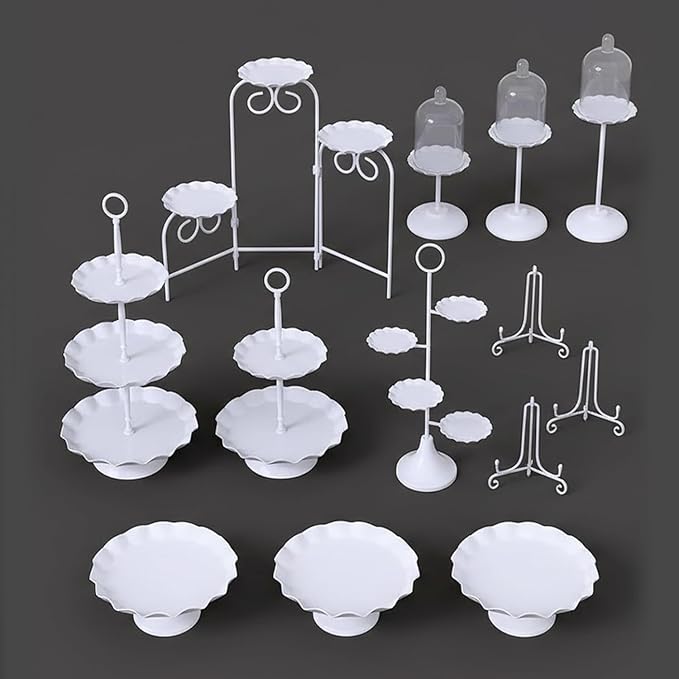 16 Pieces Cake Stands Metal Cupcake Holders Set for Graduation Party Dessert Table Wedding Baby Shower Birthday Tea Party Anniversary Christmas Antique European Decoration Fruits Snack Plate Tray