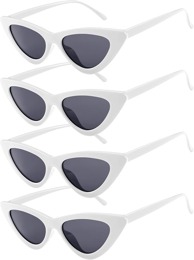 PLULON Vintage Narrow Cat Eye Sunglasses Women Men Sun Glasses Retro Cateye Boys Girls Birthday Summer Beach Pool Party