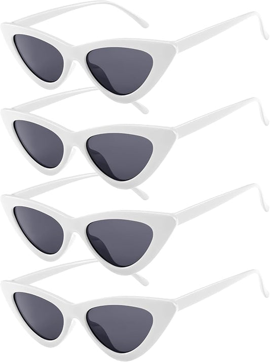PLULON Vintage Narrow Cat Eye Sunglasses Women Men Sun Glasses Retro Cateye Boys Girls Birthday Summer Beach Pool Party