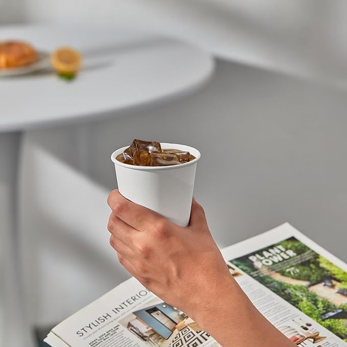 JOLLY PARTY 300 Pack 10 oz Disposable Paper Coffee Cup, Hot/Cold Beverage Drinking Cups for Water, White Paper Hot Coffee Cups