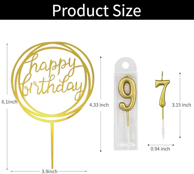 10-Piece Number Birthday Candles - Glitter Cake Toppers for Birthday & Wedding Parties