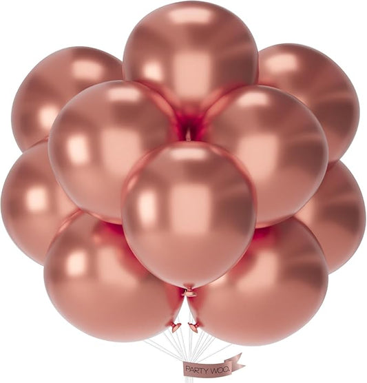 PartyWoo Rose Gold Balloons 20pcs 18 Inch Metallic Chrome Rose Gold Balloons for Wedding Anniversary Sweet 16 Baby Shower Bridal Shower Bridgerton Floral Birthday Party Decorations Rose Gold-G107