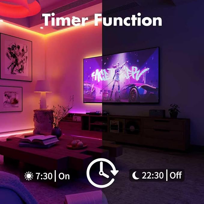 MFWW Smart IC RGB Strip Lights, 32.8FT LED Lights Multiple Colors on One Line, App+Remote Control, Timing, Multimodal, Music Sync, Color Changing Lights for Bedroom, Party Home Decor