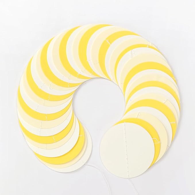 Yellow-White Women-Birthday Party-Decorations Garland Streamers - 52Ft Lemon Baby Shower Graduation Hanging Banner,Sunflower Classroom Pastel Backdrop Decor Huglony