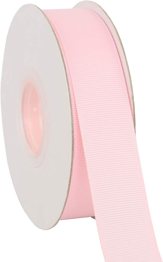 Ribbonitlux 1" Wide Solid Grosgrain Ribbon 25 Yards (117-Light Pink）, Set for Gift Wrapping, Party Decor, Sewing Applications, Wedding and Craft