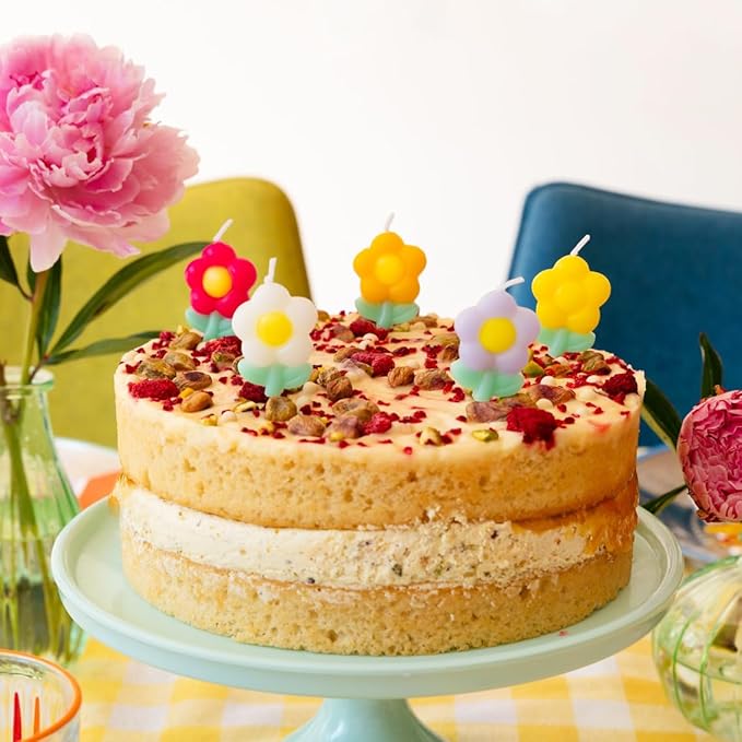Talking Tables 5 x Daisy Flower Birthday Candles for Cakes Cake Topper Decoration Premium Quality colorful Floral Candle 1.5 Inches Height Recycled Packaging