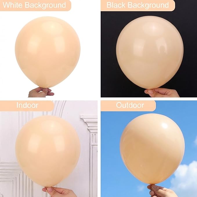 RUBFAC 135pcs Nude Balloons, Latex Boho Beige Apricot Balloon Different Sizes 18 12 10 5 Inch for Garland Arch Wedding Baby Shower Gender Reveal Anniversary Birthday Party Decorations