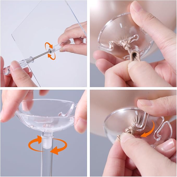 6 Pack Clear Acrylic Balloon Stand Kit, 23.6 Inch Reusable Balloon Sticks Holder with Base Perfect for Tabletop Centerpiece Party Event Decorations (23.6" 6 Pack)