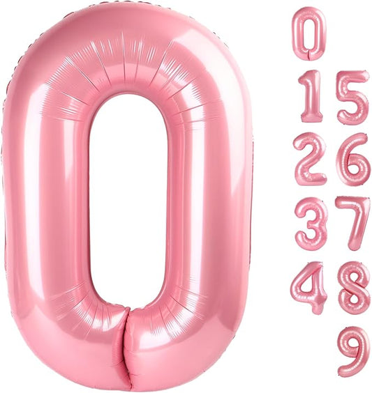 Number 0 Balloons 40 Inch Pastel Pink Number Balloons for 10 20 30 40 50 60 70 80 90 100 Numbers Balloon Birthday Decorations Wedding Event Baby Shower