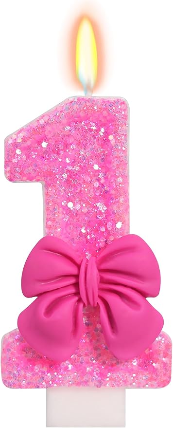 Number 1 Birthday Candle, Rose, Unscented, 3.1 x 5.9 Inches, Modern Theme, Smokeless, Indoor Use