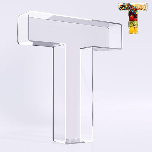 Ledido 10’’ Acrylic Letter Charcuterie Board Box, Reusable Fillable Serving Tray for Candy Cake Fruit Snack, Easy-Clean Acrylic Charcuterie Tray for Birthday Anniversary Party Decorations, Letter T