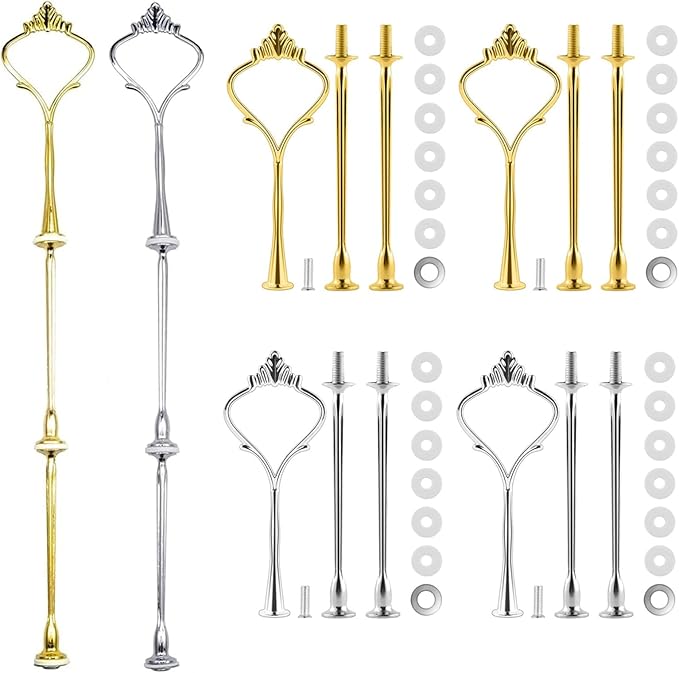 6 Sets Cake Tray Stand Handle, BetterJonny 3 Tier Cake Stand Fittings Hardware Holder for Wedding and Party Making Resin Cupcake Dessert Platter Stand