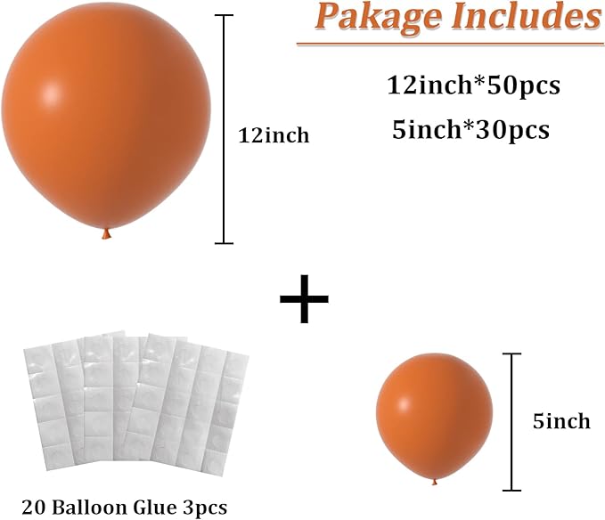 Burnt Orange Balloons Garland Arch Kit Dark Orange Balloon Different Sizes 12Inch 5Inch Fall Balloons for Thanksgiving/Baby Shower Party Decorations
