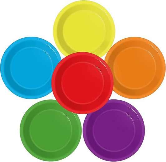 Wiooffen 48 Pcs Colorful Paper Plates - Birthday Party Supplies, Colored Disposable Party Paper Tray, Premium Dessert Cake Decorations for 48 Guests, 7in Round