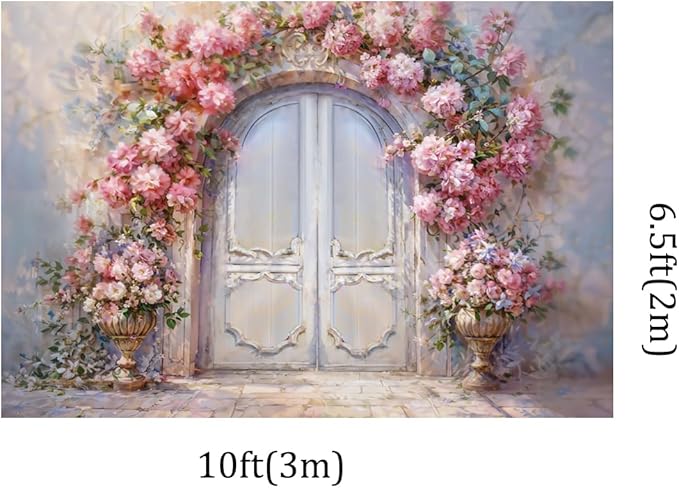 Kate 10x6.5ft Oiling Painting Pink Flowers Photography Backdrops Dreamlike Door Wedding Portrait Kids Birthday Party Photo Background