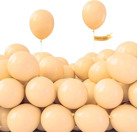 PartyWoo Nude Balloons 50pcs 5 Inch Apricot Boho Fall Neutral Latex Helium Balloons for Graduation Wedding Anniversary Birthday Boy Baby Shower Woodland Boho Theme Party Decorations Brown-F05