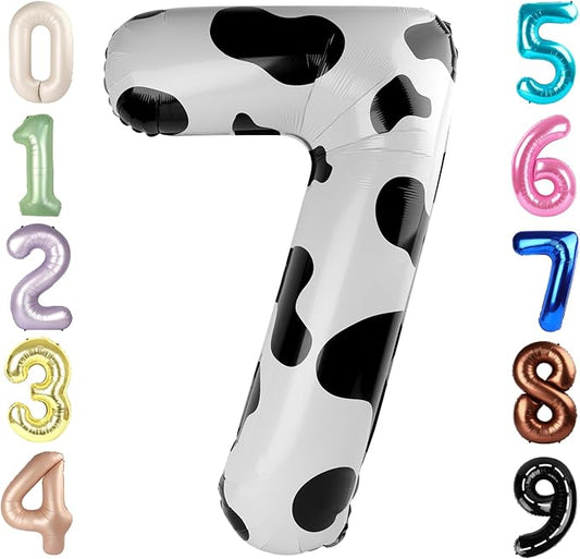 7 Balloon Numbers 40 Inch, 6 7 Birthday Decorations, White Black Seven Birthday Decor, 7 17 27 70 Year Old Balloon Number for Engagement, Wedding, Graduations