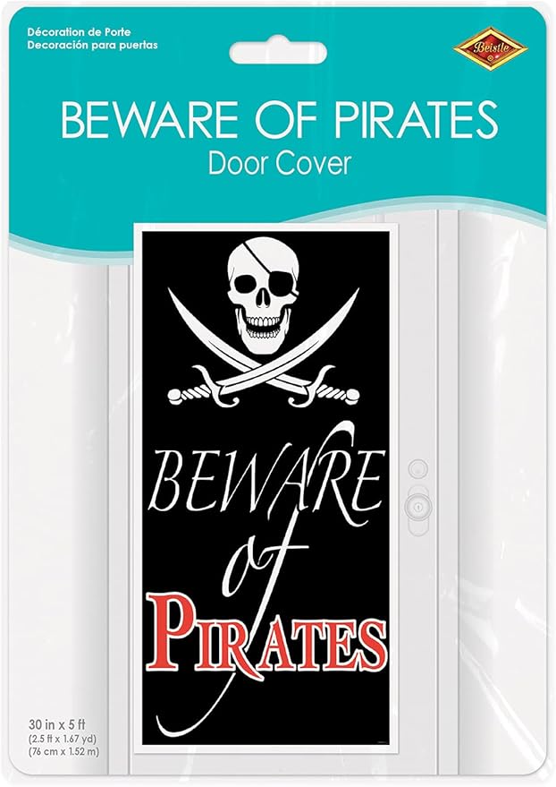 Beistle Beware of Pirates Door Cover,Black/White/Red (Pack of 2)