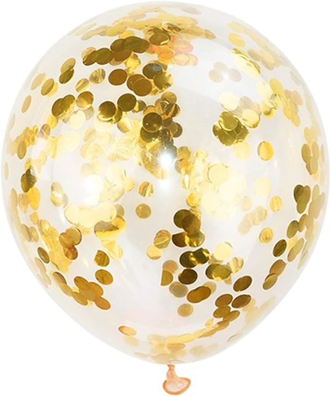 KIRIKOU Pack of 24 Pieces Confetti Balloons 12 Inch Latex Party Balloons for Party Decorations, Wedding, Engagement, Bridal, Birthday and Shower Gold)