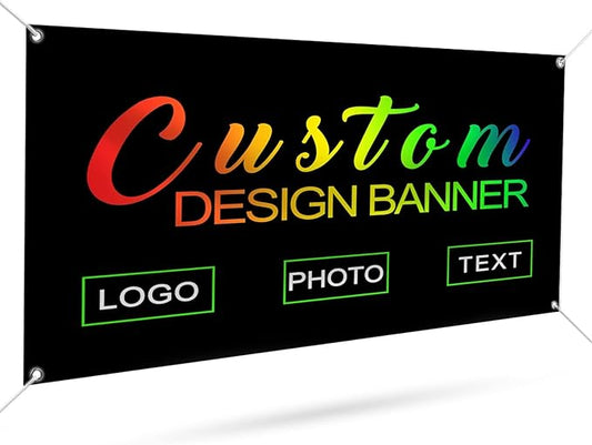 Custom Banners and Signs Customize Outdoor with Picture Photo Logo Text Personalized Horizontal Banner for Business Parties Birthday Graduation Wedding Christmas 5'x3'
