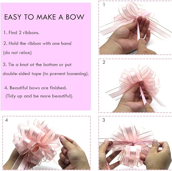 6pcs Pull Bows,Pull Bows for Gift Wrapping Pull Bow Ribbon Pull Bows for Wedding Baskets,Gift Bows,Large Bows for Presents