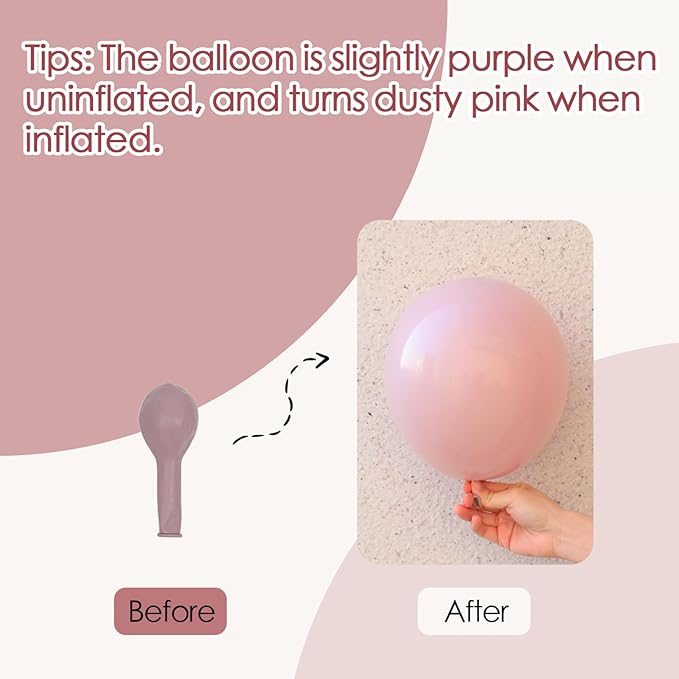 120pcs Dusty Pink Balloons, 18 12 10 5 inch Pastel Pale Lihgt Pink Balloons Different Sizes Dusty Rose Balloon Arch Kit for Boho Bachelorette Baby Shower Birthday Party Decorations