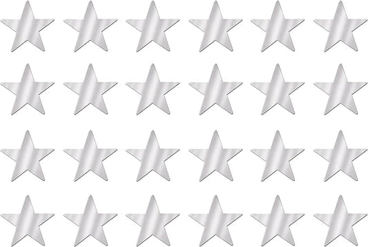 Beistle 24 Piece Silver Metallic Plastic Star Cut Outs For Weddings Birthday Party Supplies Classroom Decorations, 12"