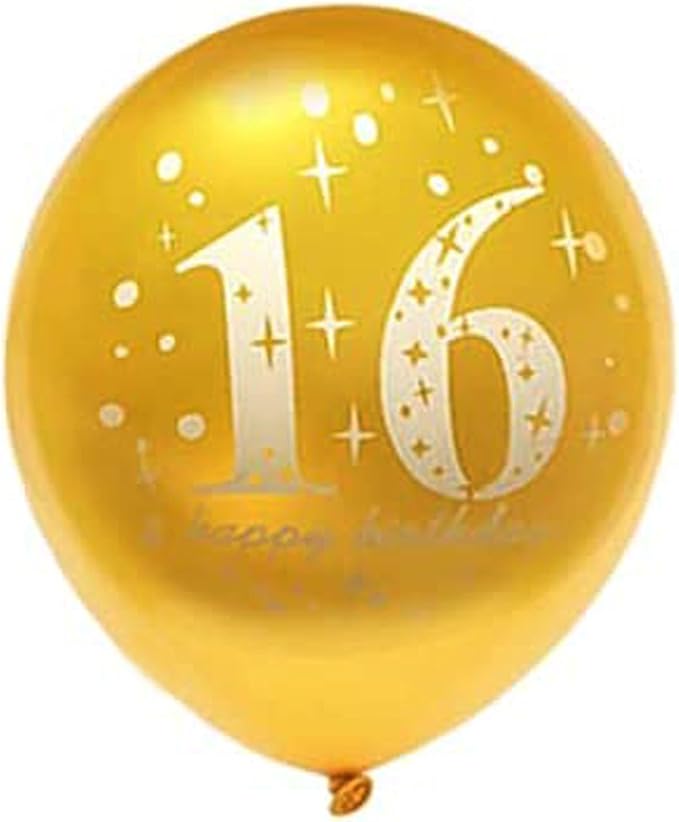 SHUNTAI 16 Birthday Balloons Gold and Black 16th Birthday Decorations Latex Confetti Balloon for 16 years old Anniversary Happy Birthday Party Supplies 12 Inch 15 Pack