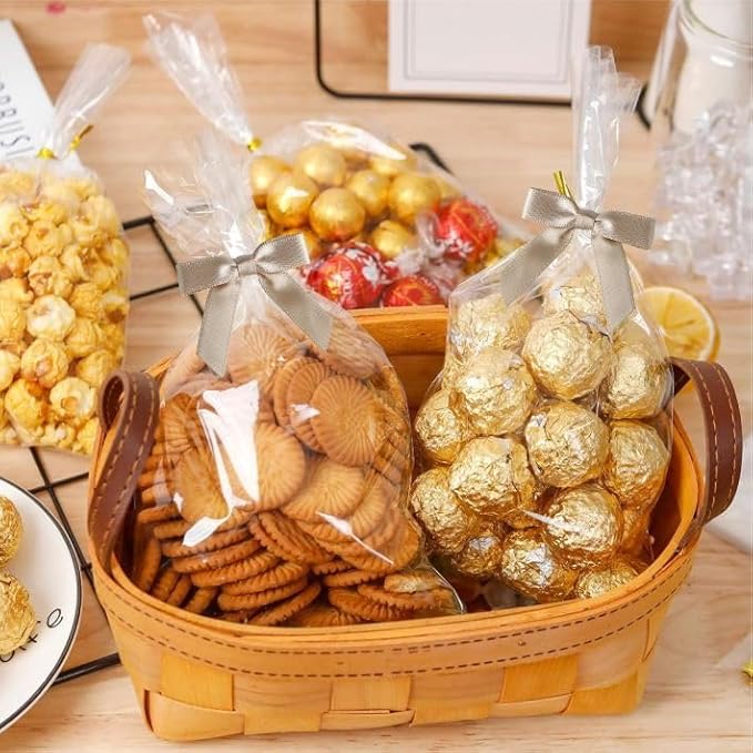 Meseey 100 Pcs 1.5 Inches Premade Craft Bows Self Adhesive Latte Satin Ribbon Bows for Treat Bags Gift Wrapping Basket Wedding Baby Shower Brithday Party(Latte)