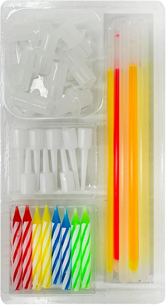 BEST PARTY EVER! Glow Stick Birthday Candles for Cake, Glowing Party Favors, 2 Pack (16 Total)